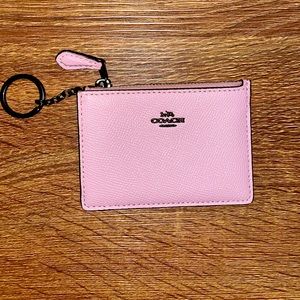 Coach Mini Skinny ID Case In Crossgrain Leather-Carnation color